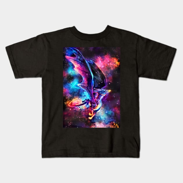 Colorful Cosmic Dragon Kids T-Shirt by Christian94